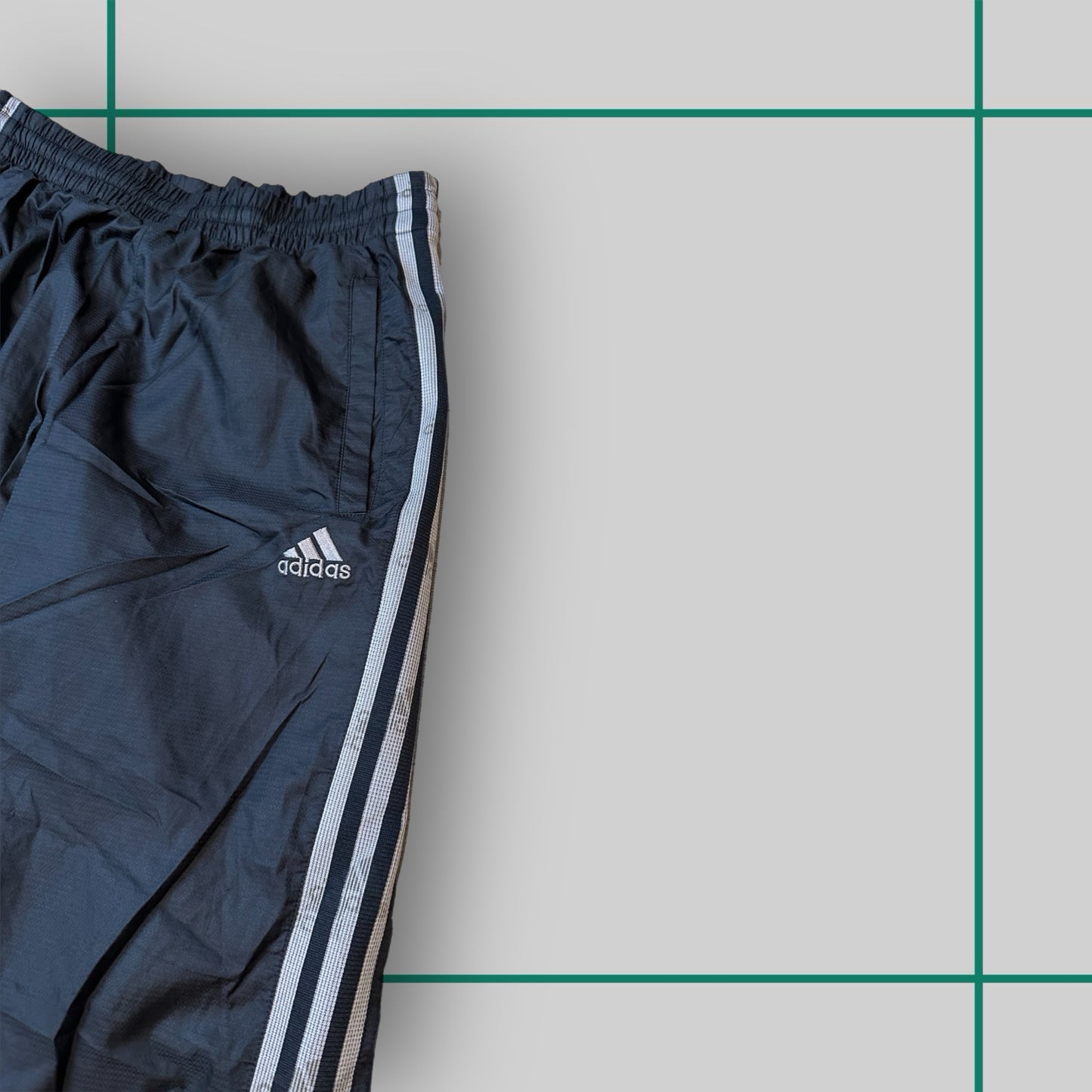 Vintage Adidas Black/Grey Pattern Stripe Track Pants