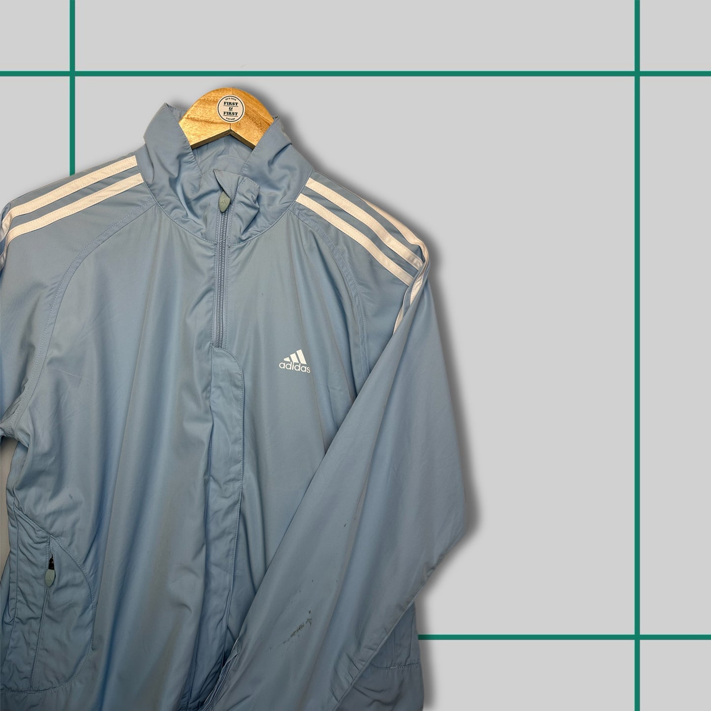 Vintage Adidas 00's Light Blue Windbreaker