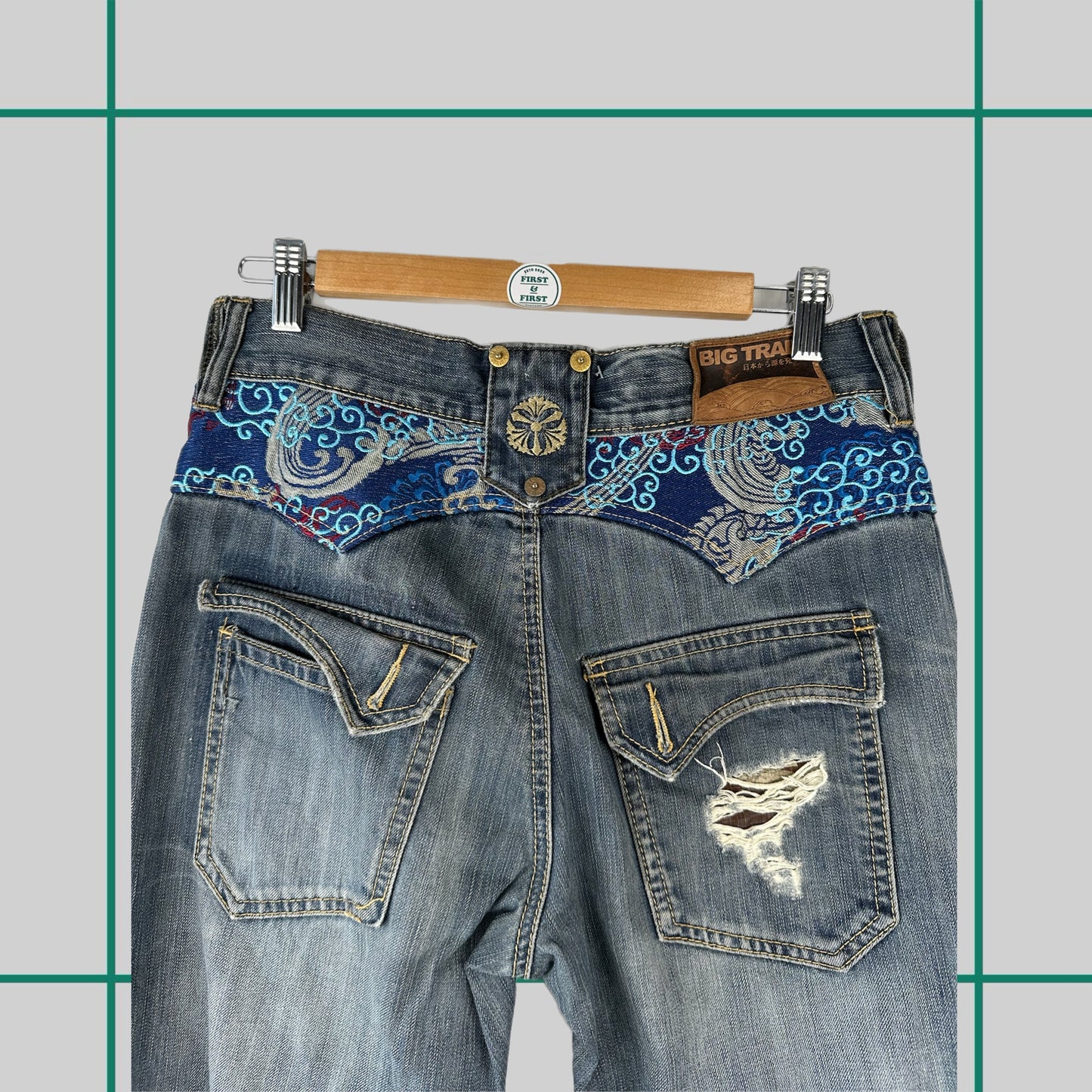 Vintage Big Train Embroidered Jeans