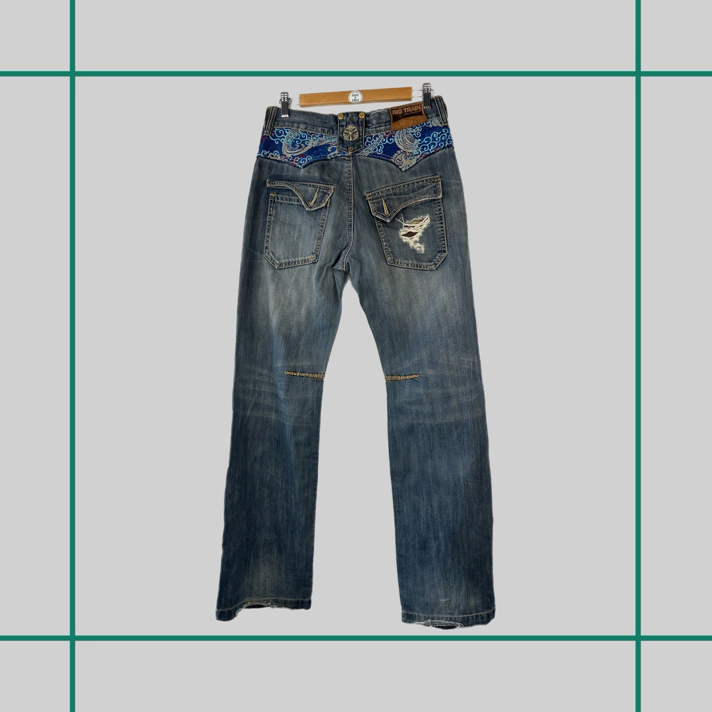 Vintage Big Train Embroidered Jeans
