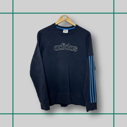 Vintage Adidas Navy Spellout Logo Crewneck