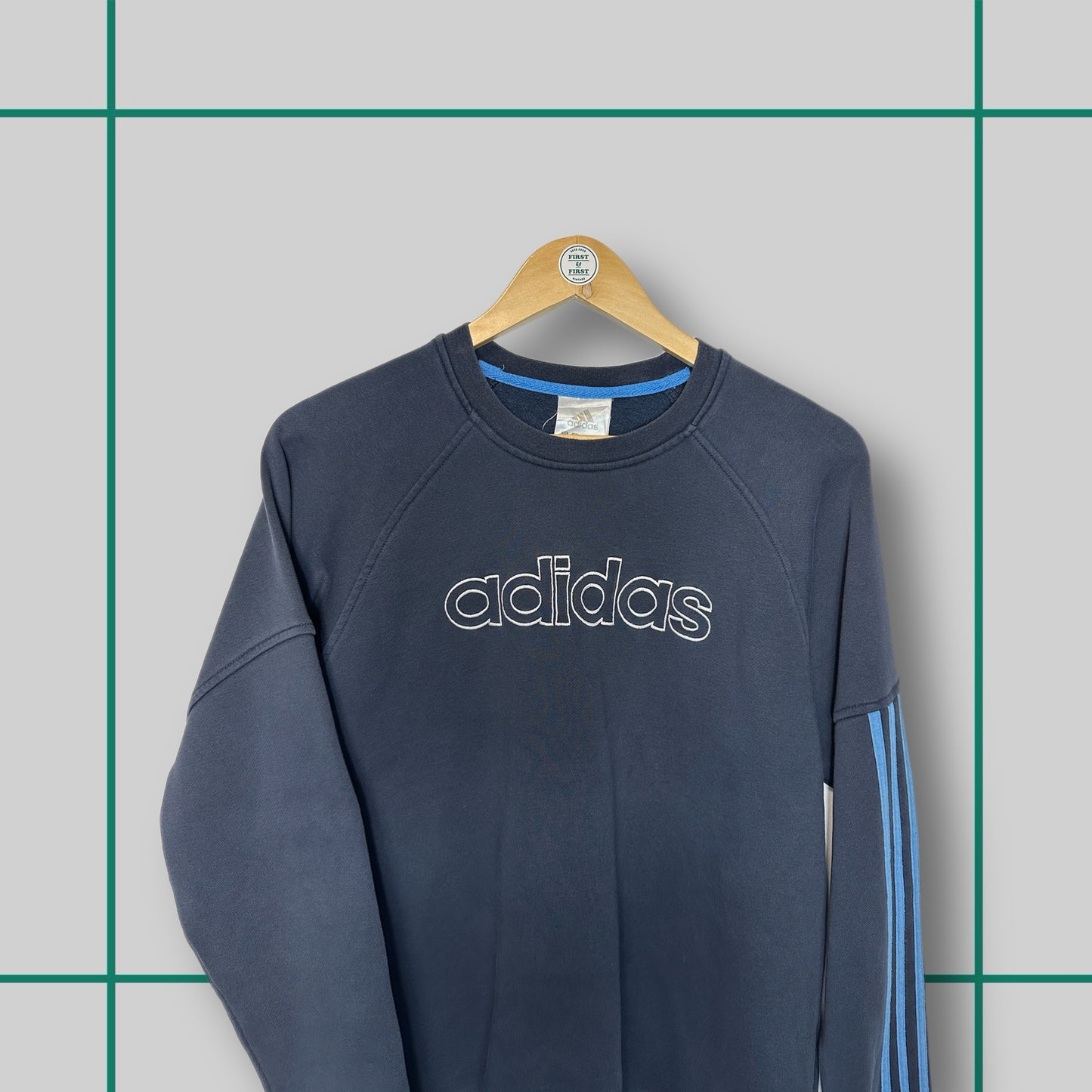 Vintage Adidas Navy Spellout Logo Crewneck