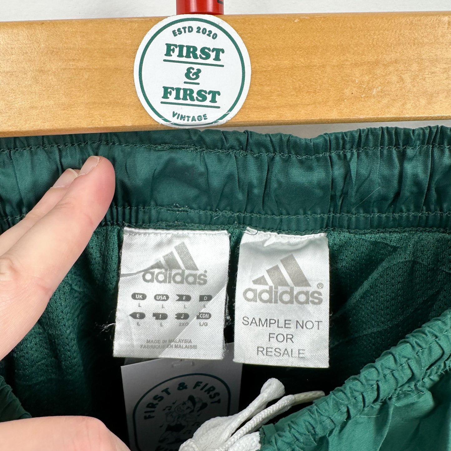 Vintage Adidas Green Nylon Track Pants - L