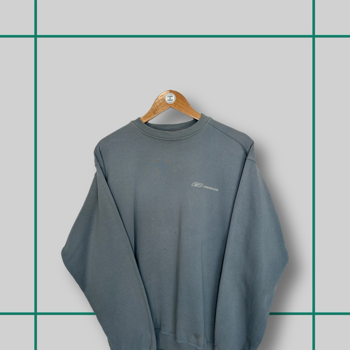 Vintage Reebok 00's Light Blue Embroidered Spellout Crewneck