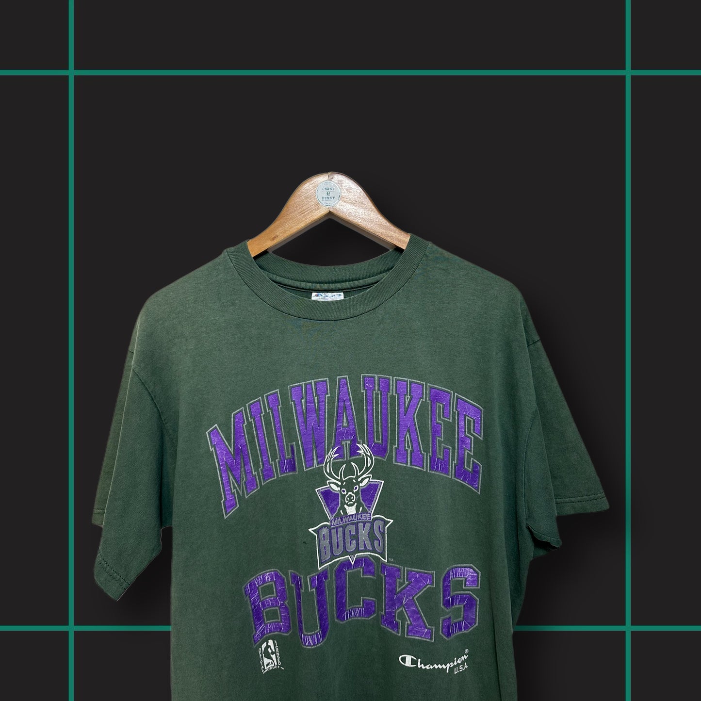 Vintage Champion x Milwaukee Bucks Spellout Tee