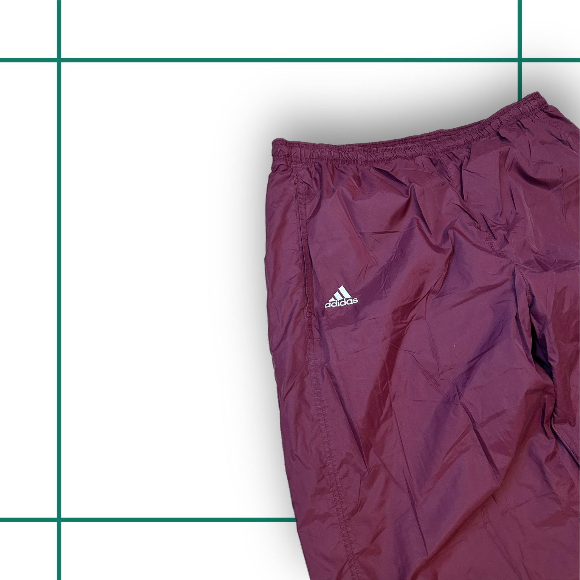 Vintage Adidas Burgundy/White Half Stripe Track Pants