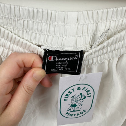 Vintage Champion White Button Nylon Track Pants - M