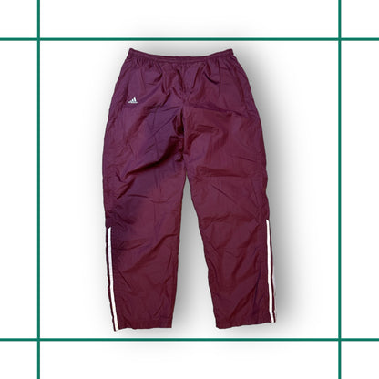 Vintage Adidas Burgundy/White Half Stripe Track Pants