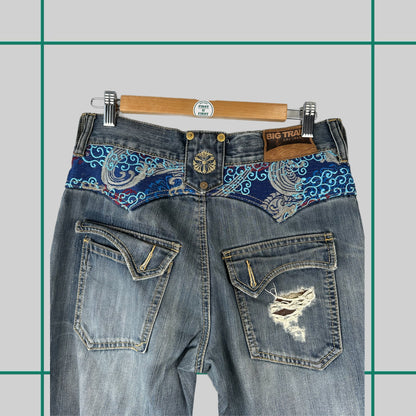 Vintage Big Train Embroidered Jeans