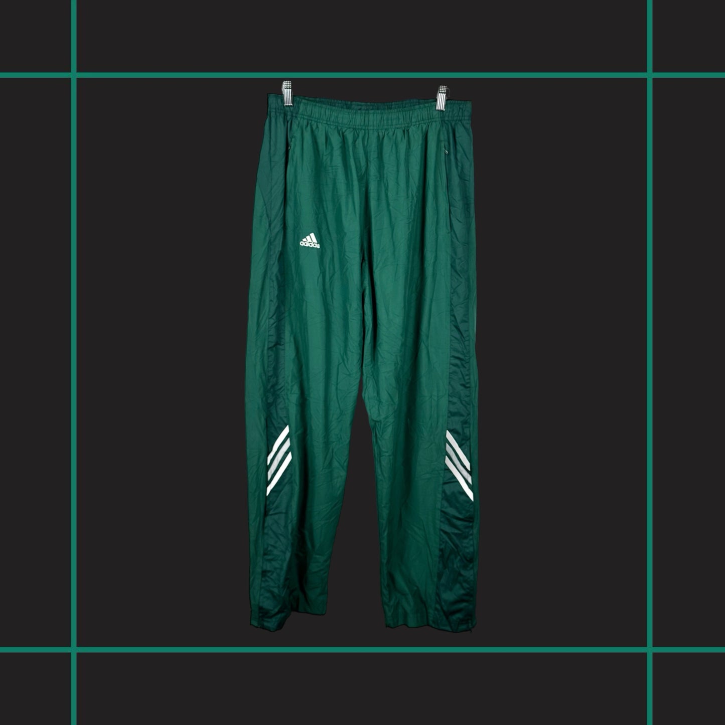 Vintage Adidas Green Nylon Track Pants - L