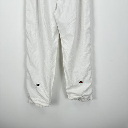 Vintage Champion White Button Nylon Track Pants - M