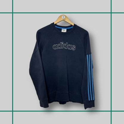 Vintage Adidas Navy Spellout Logo Crewneck