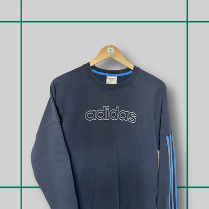 Vintage Adidas Navy Spellout Logo Crewneck
