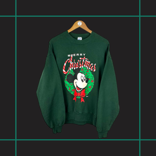 Vintage Disney Mickey Mouse Wreath Christmas Crewneck
