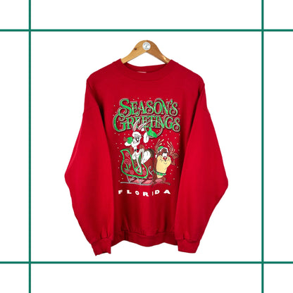 Vintage 1994 Looney Tunes Bugs Bunny and Taz Christmas Crewneck
