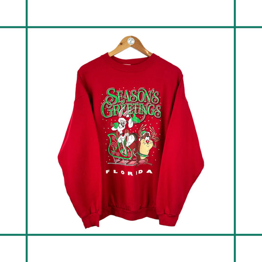 Vintage 1994 Looney Tunes Bugs Bunny and Taz Christmas Crewneck