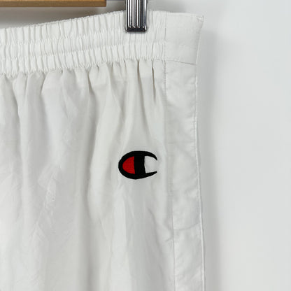 Vintage Champion White Button Nylon Track Pants - M