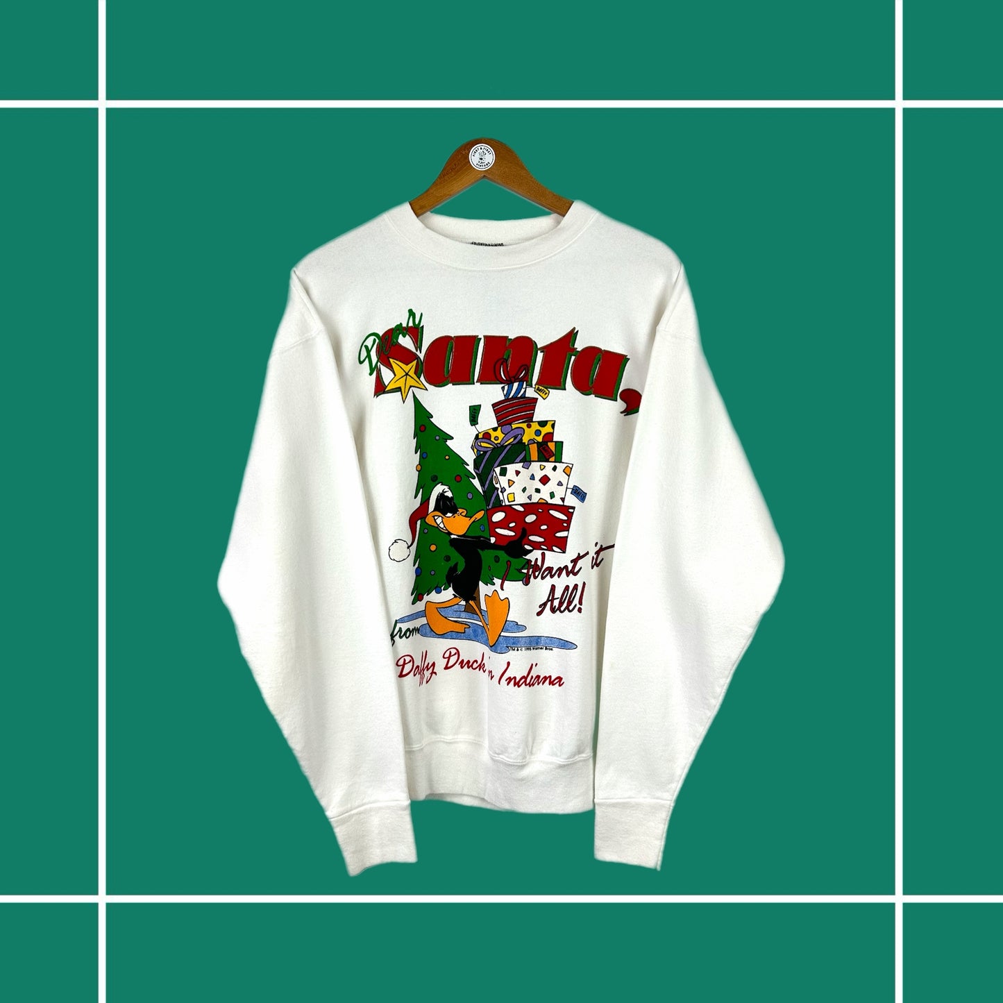 Vintage 1995 Looney Tunes Daffy Duck Christmas Crewneck