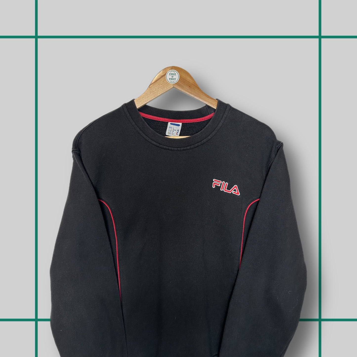 Vintage Fila Black Spellout Logo Crewneck