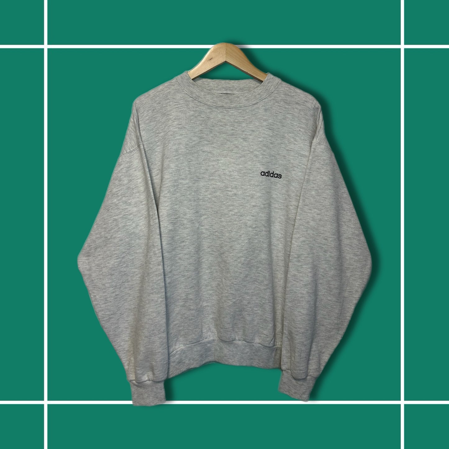 Vintage Adidas 90's Grey Spellout Logo Crewneck