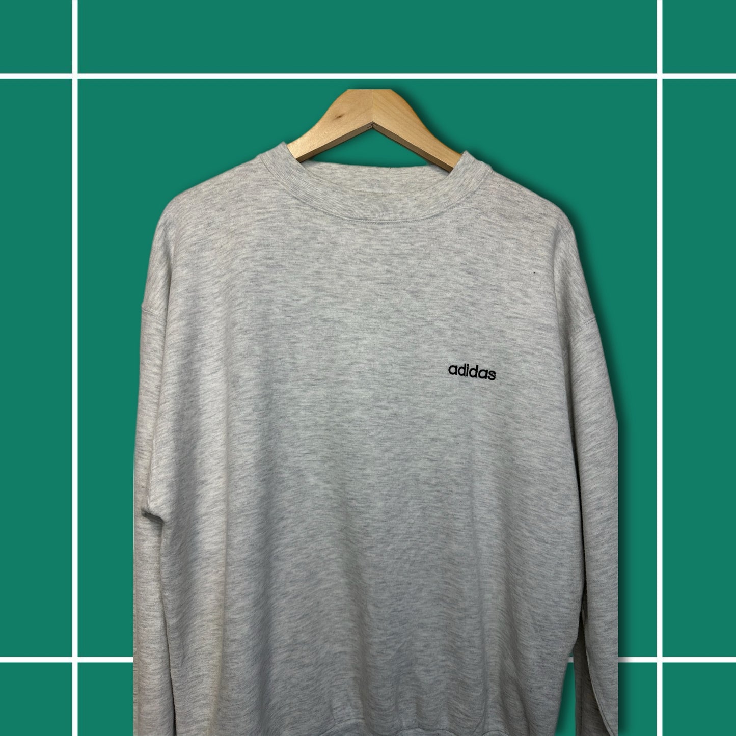 Vintage Adidas 90's Grey Spellout Logo Crewneck