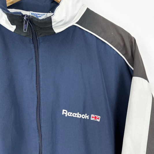Vintage 90's Reebok Navy/Brown Track Jacket