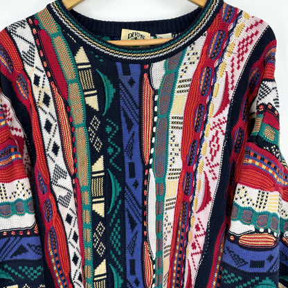 Vintage Crazy Pattern Knit Sweater (Coogi Vibes)