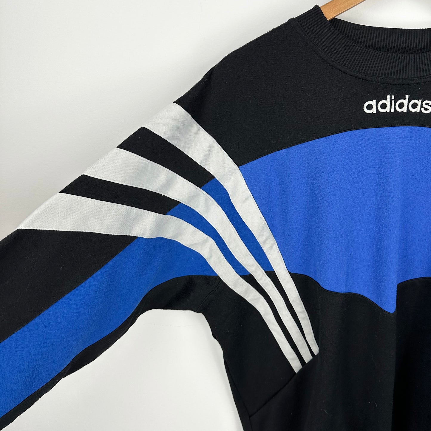 Vintage 90's Adidas Black/Blue Crewneck