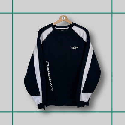 Vintage Umbro 00's Side Spellout Logo Navy Crewneck