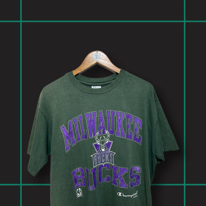 Vintage Champion x Milwaukee Bucks Spellout Tee