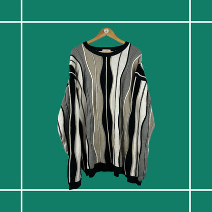 Vintage Wavy Pattern Knit Sweater