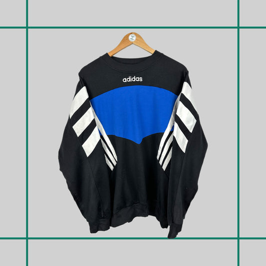 Vintage 90's Adidas Black/Blue Crewneck